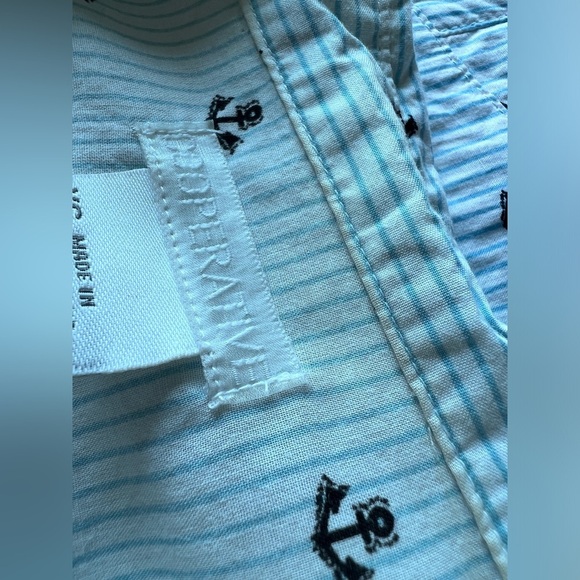 Y2K Urban Outfitters Anchor Print Dress Nautical Blue Striped Button-Up Dress XS - Picture 14 of 15